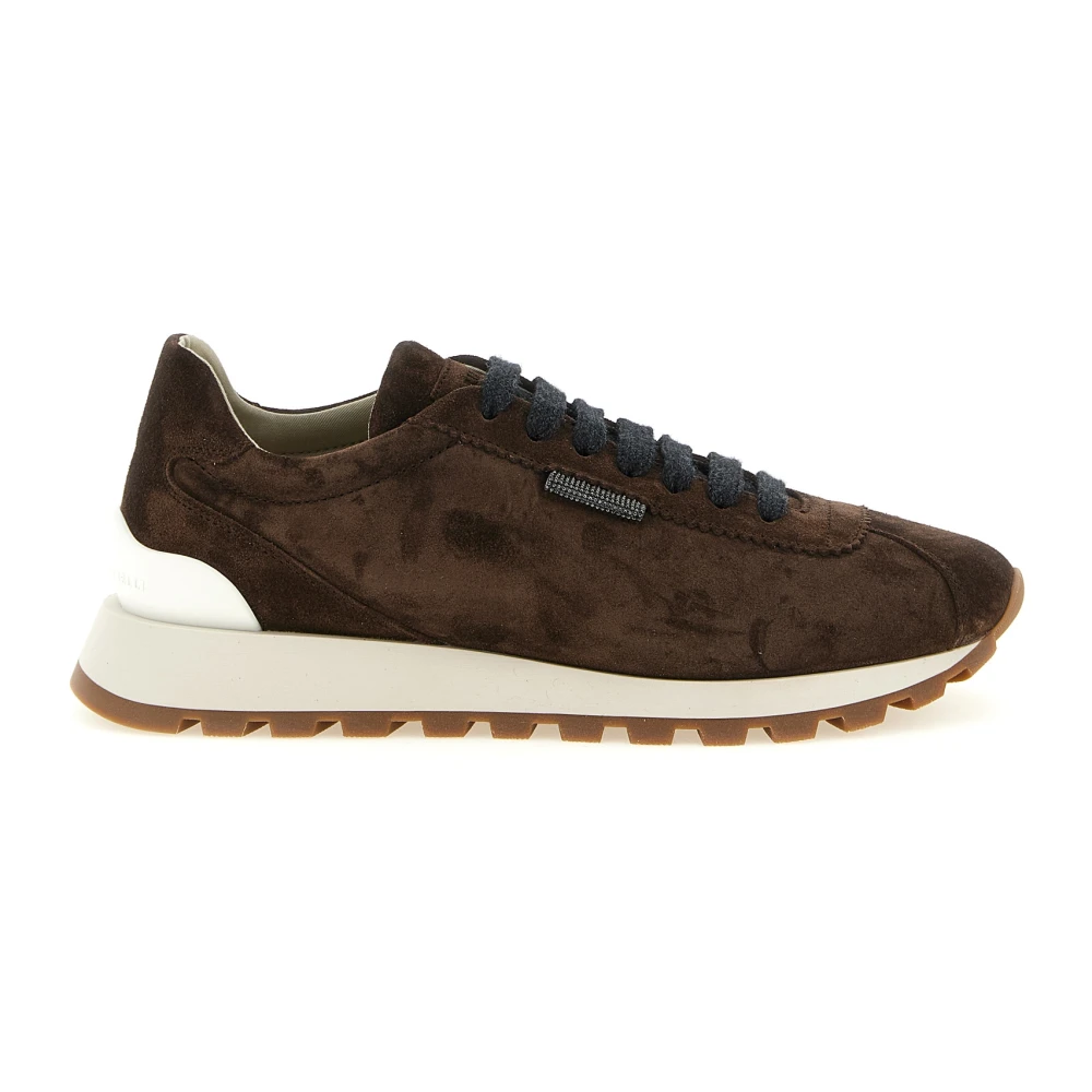 Brunello Cucinelli Runners Suede Sneakers Dames Schoenen Bruin