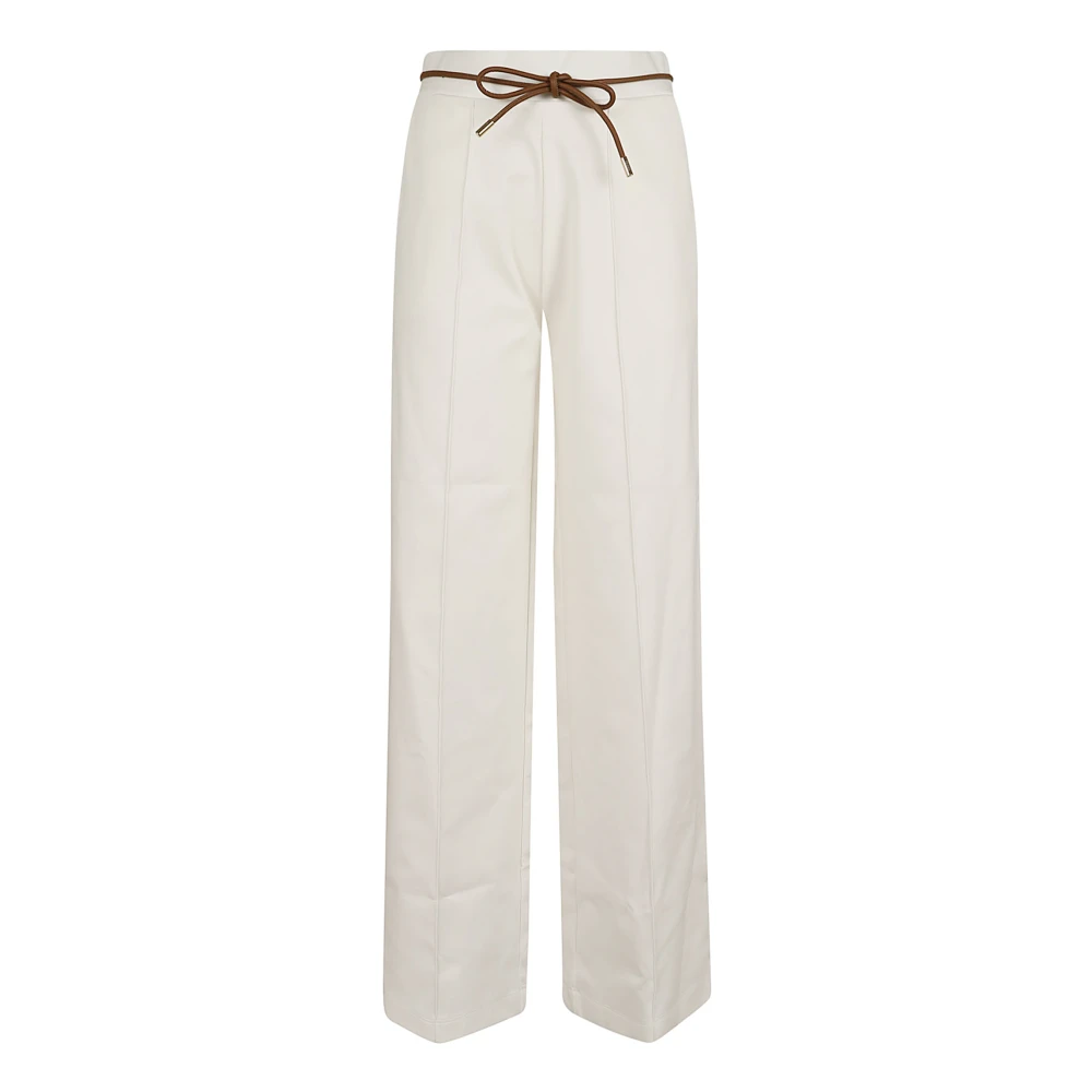 Herno Women's White Wide Trousers, S, Trousers Clothing Ss26