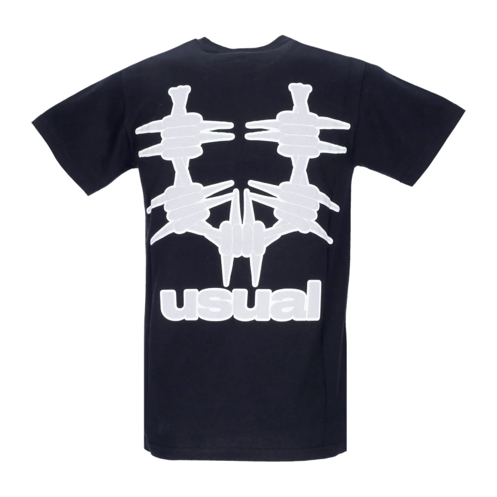 Usual Zwarte Heren Tee met Omlijnd Print Black Heren