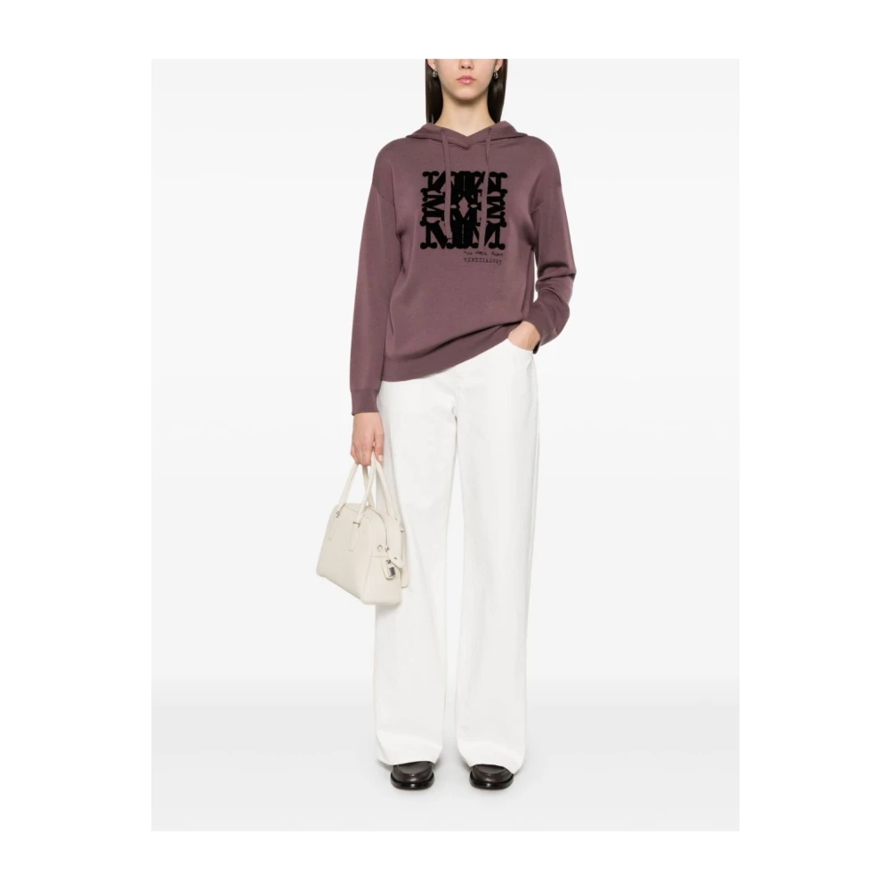 Max Mara Paarse Sweater met Trekkoord Capuchon Purple Dames