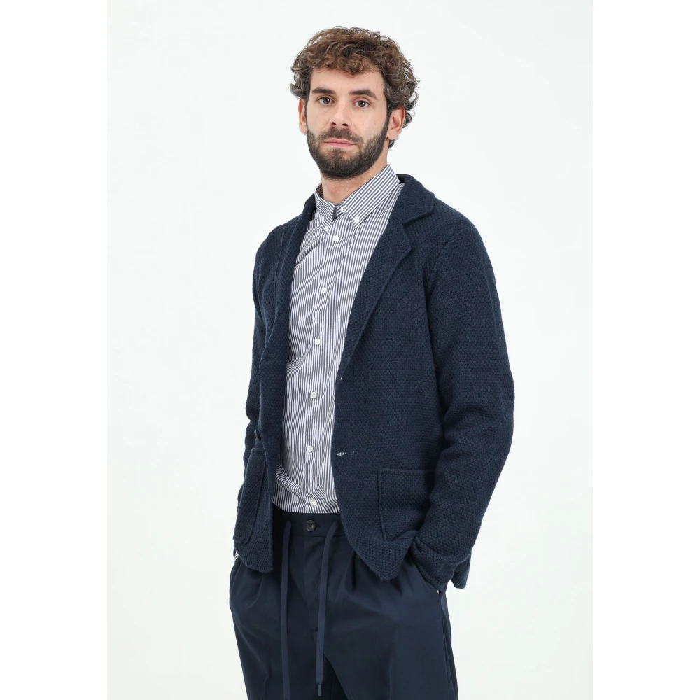 Selected Homme Blauwe Cardigan Gebreid Blazer Hybride Blue Heren