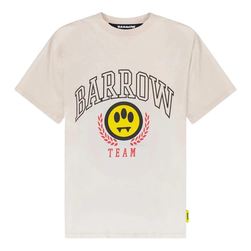 Barrow Oversized T-shirt met Vintage Print Beige Unisex