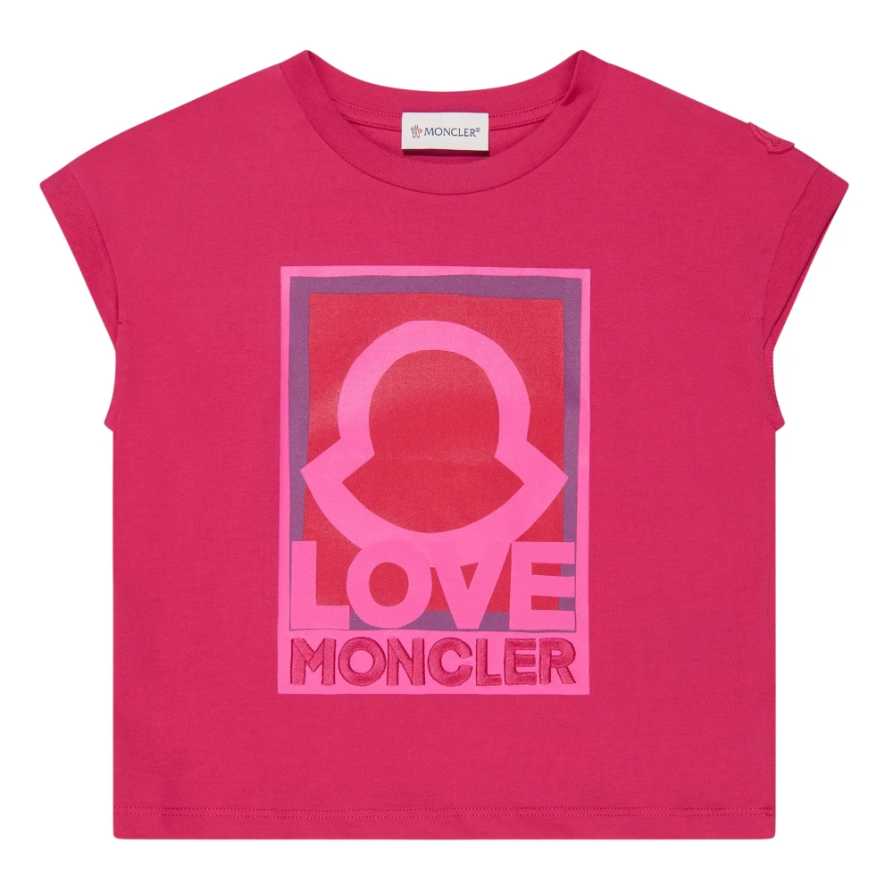 Moncler Girls Pink Kids Short Sleeve T-Shirts, 10 Y, Logo Graphic T-Shirt