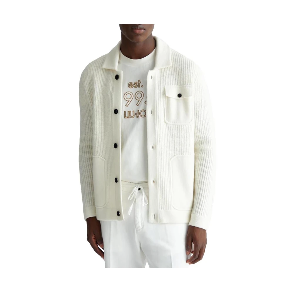 Liu Jo Witte Cardigan Sweater Trendy Elegant Beige Heren