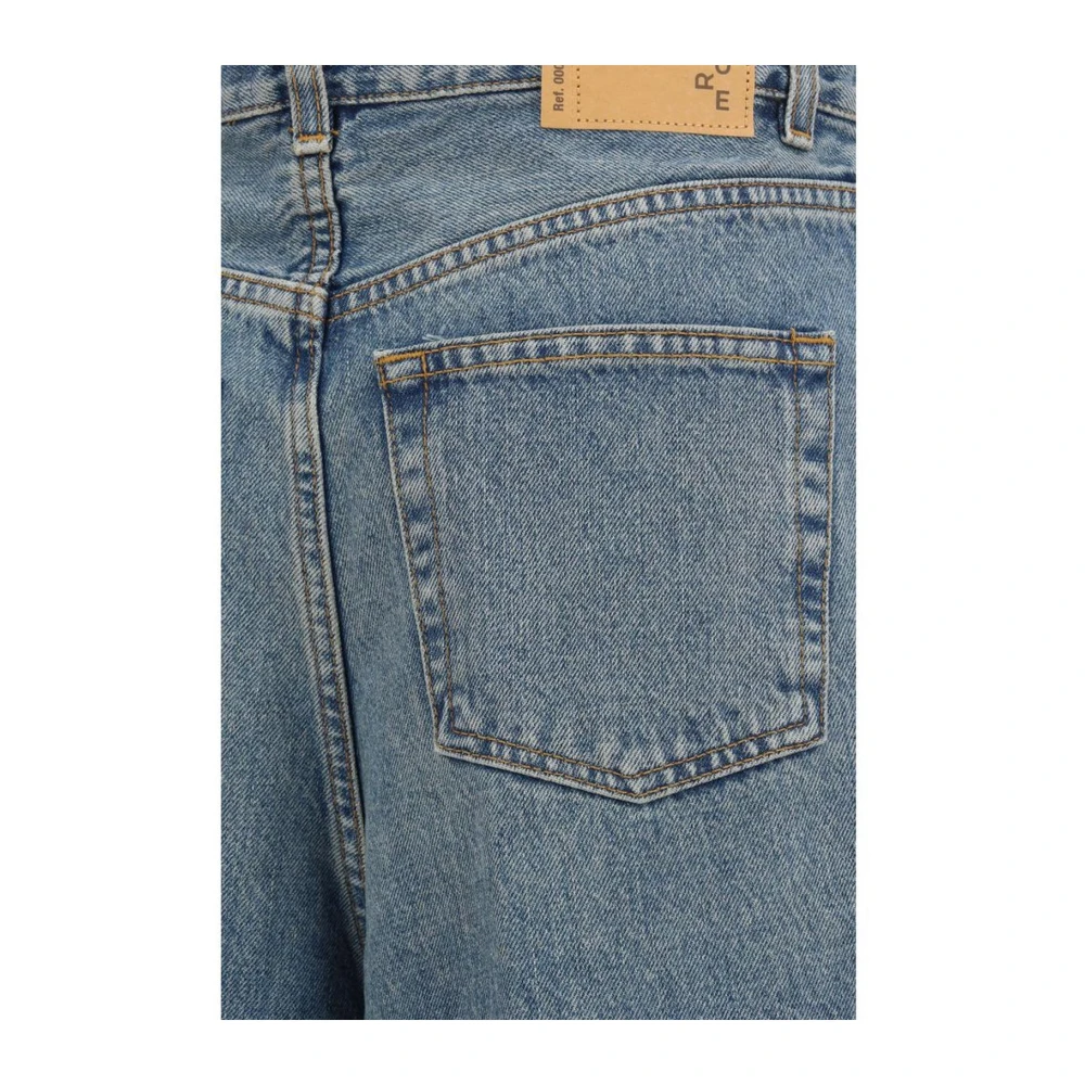 Haikure Wijde Denim Jeans met Leren Patch Blue Dames