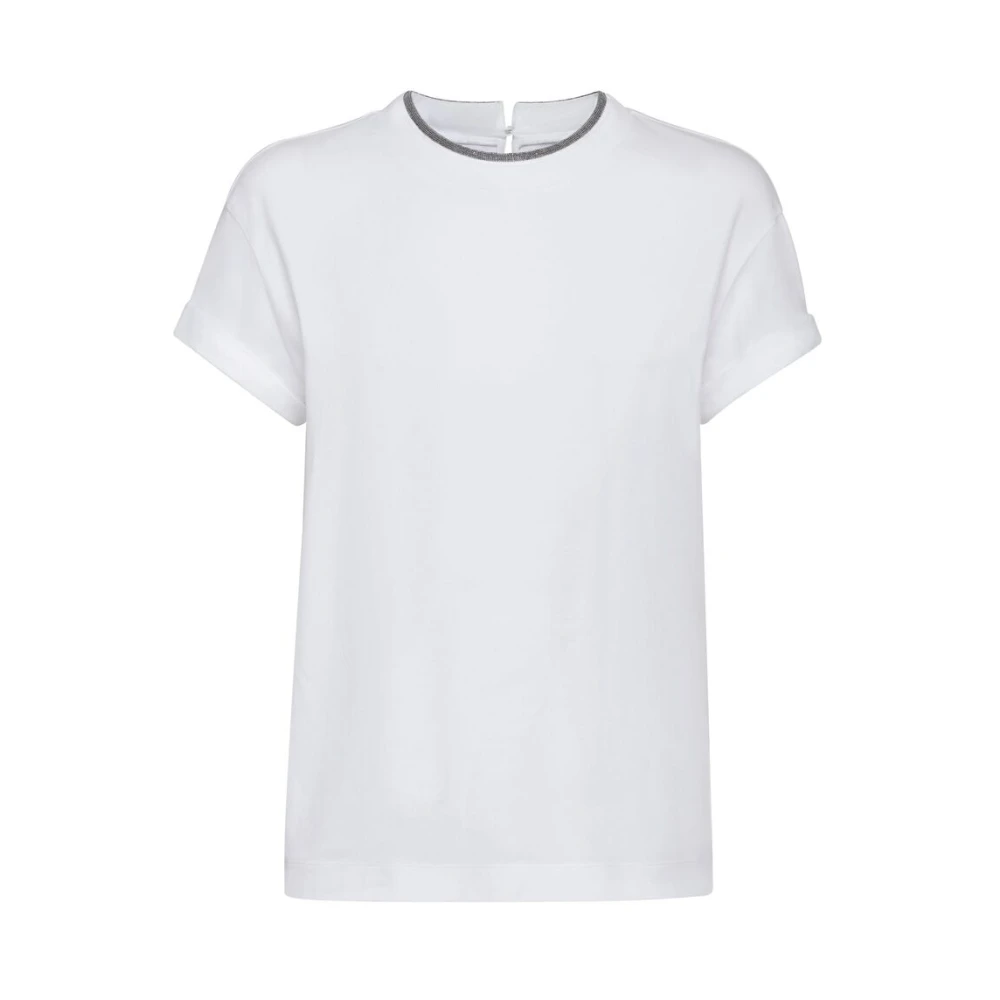 BRUNELLO CUCINELLI Witte Katoenen Crew Neck T-shirt White Dames