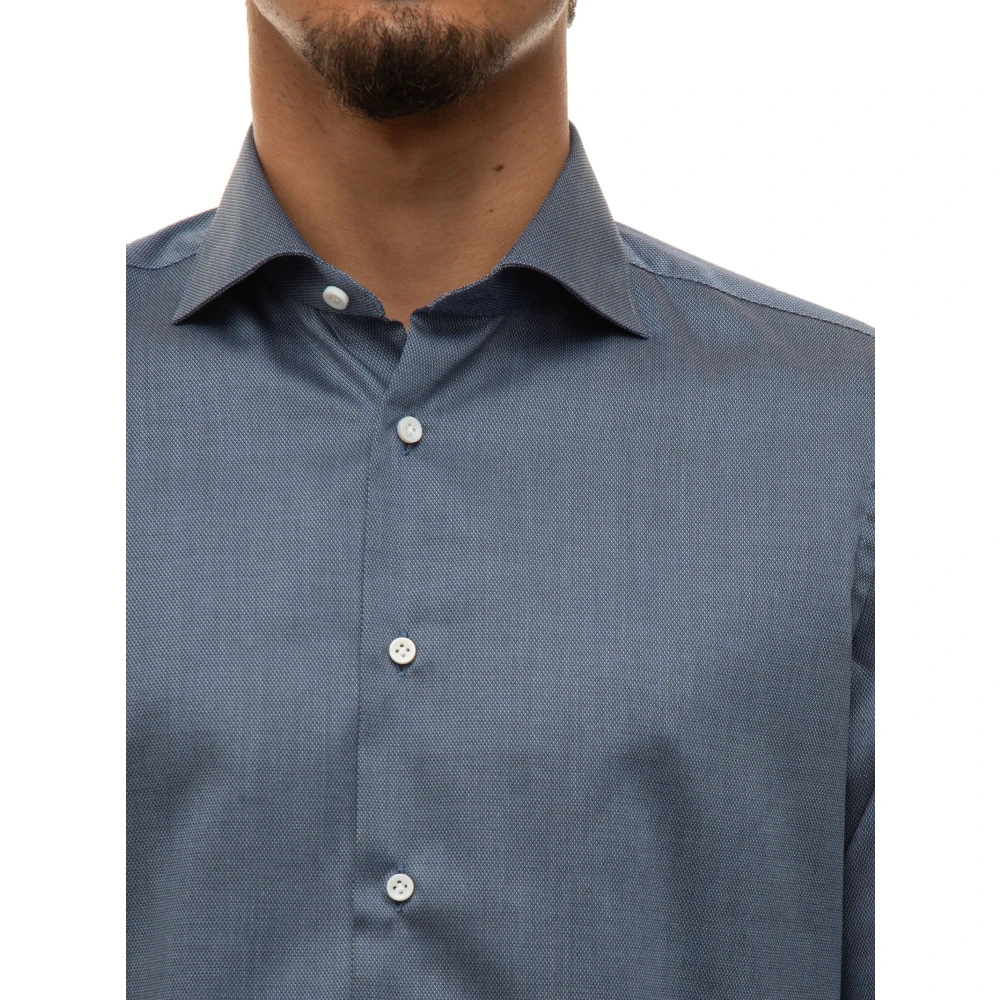 Càrrel Micro Print Jurk Hals Casual Shirt Gray Heren