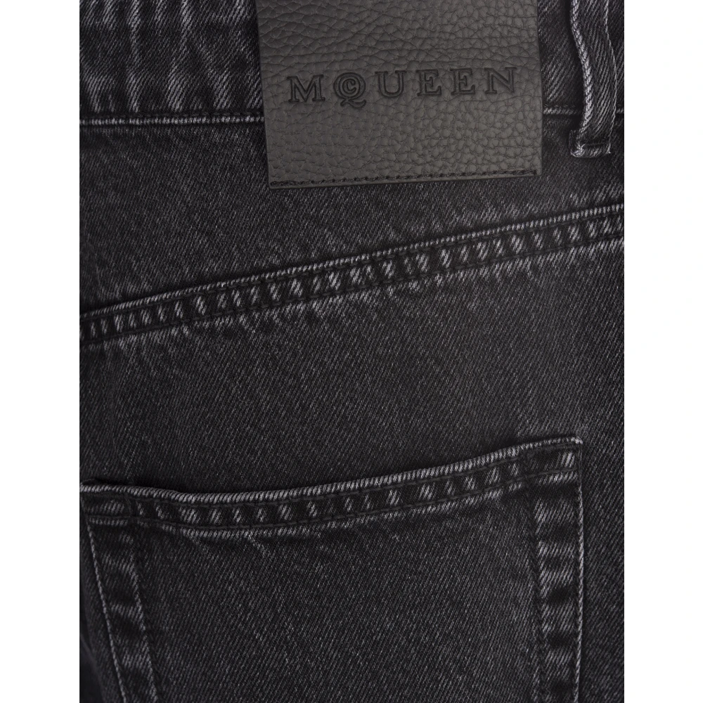 alexander mcqueen Zwarte Wide-Leg Denim Jeans Black Dames