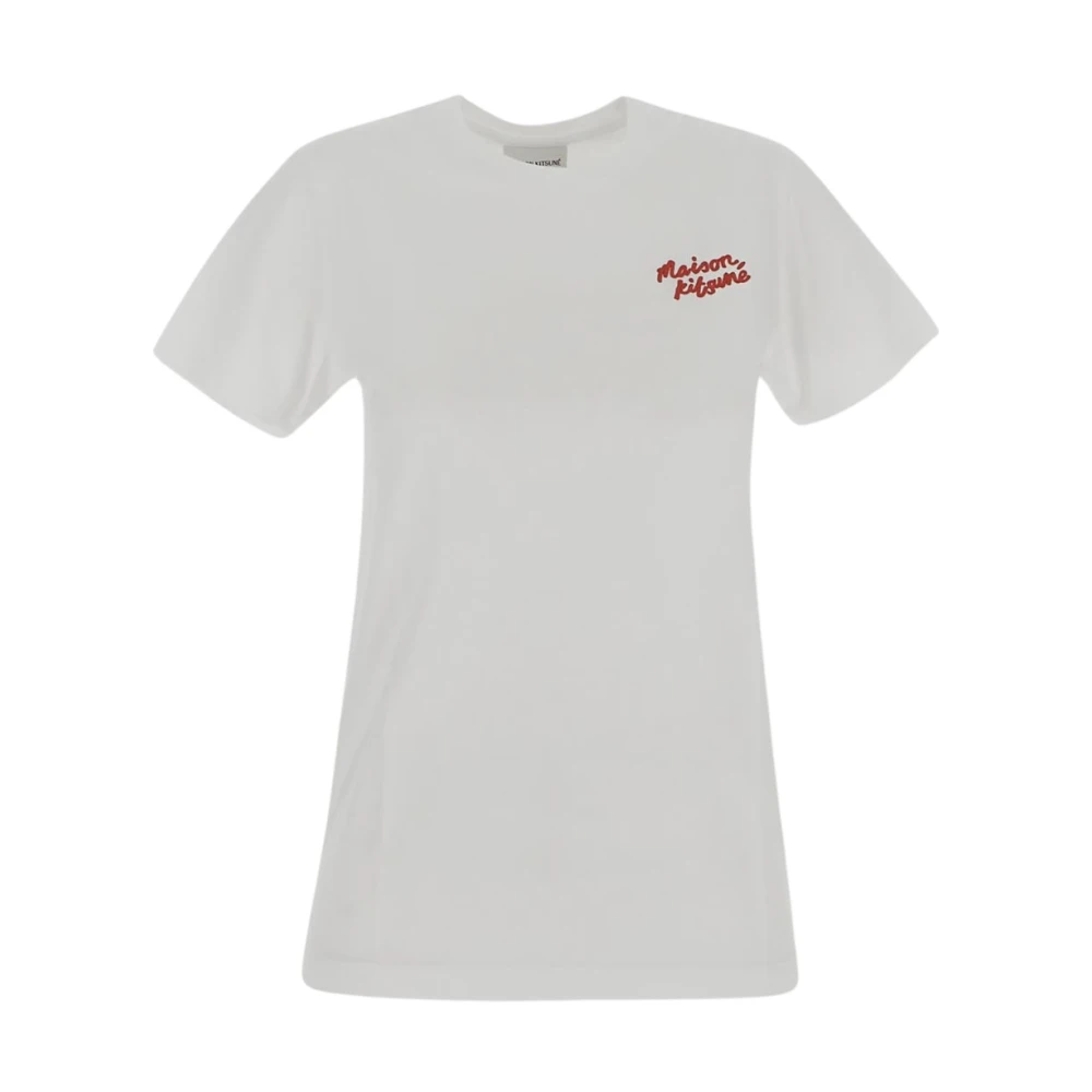 Maison Kitsuné Geborduurd Logo T-Shirt White Dames
