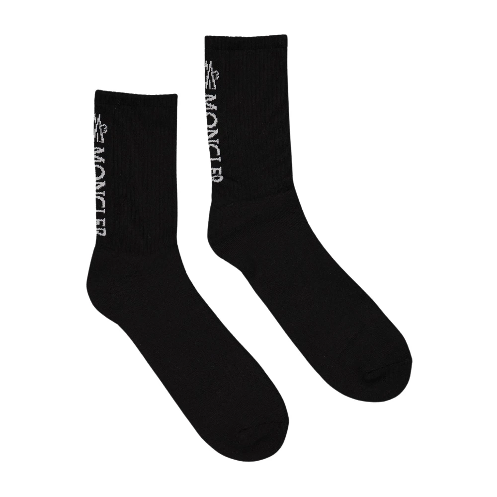 Moncler Logo Lange Sokken Katoen Elastaan Black Unisex