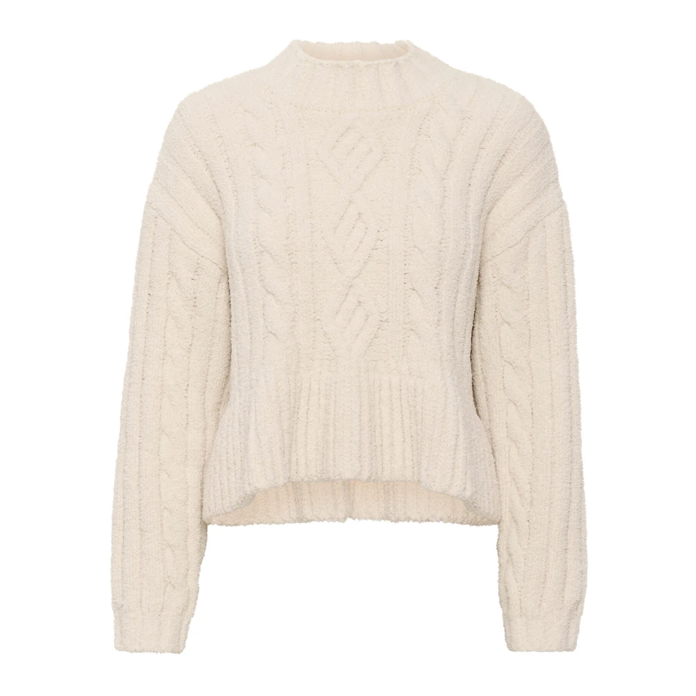 Soaked in Luxury Witkap Grijs Gebreide Trui Beige Dames