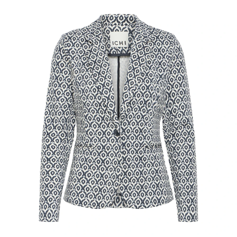 Ichi Women's Gray Eclipse Ikat Tile Blazer Jacket - Blazers - M - Jackets