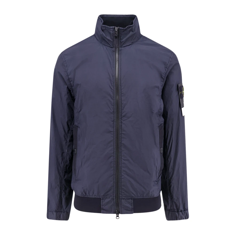 Stone Island Gekreukte Reps Nylon Jas Blue Heren