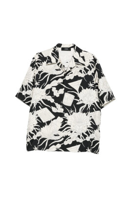 black-floral-print-v-neck-shirt