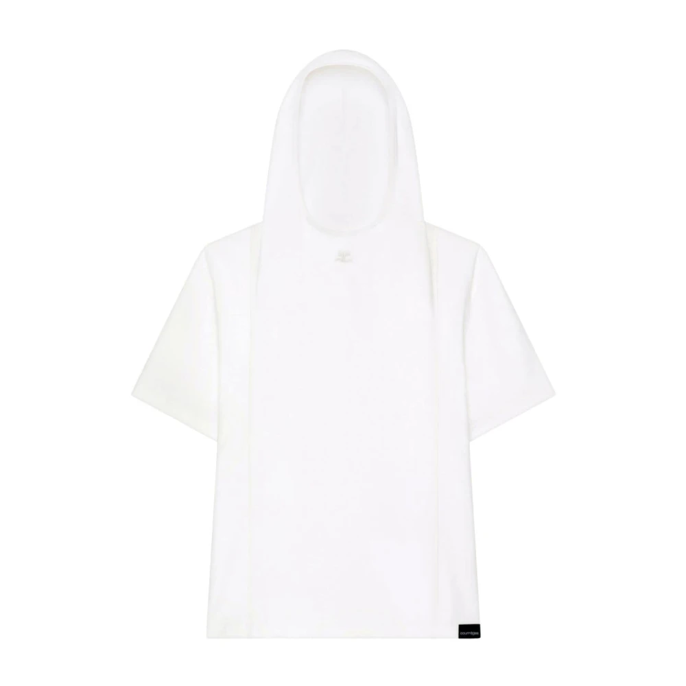 Courrèges Witte Hoodie T-shirt met Geborduurd Logo White Dames