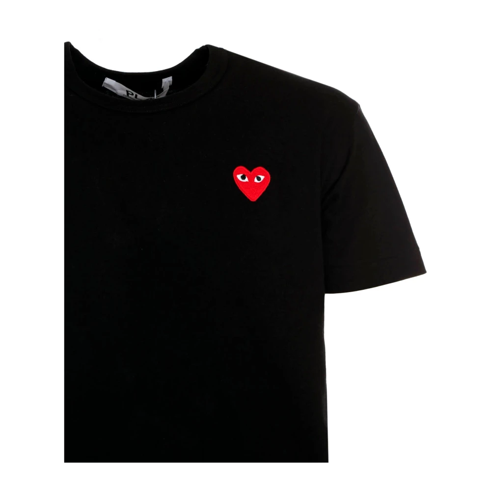 Comme des Garçons Play Rode Logo-Patch Ronde hals T-shirt Black Heren