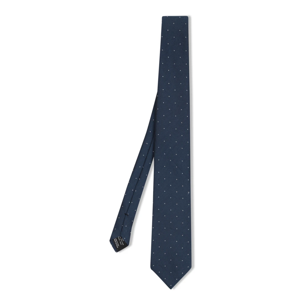 Tom Ford Wit gestippelde zijden stropdas Blue Heren