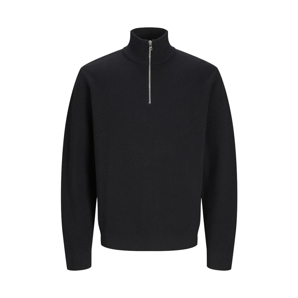 Jack & jones Stitch Knit Half Zip Sweater Black Heren