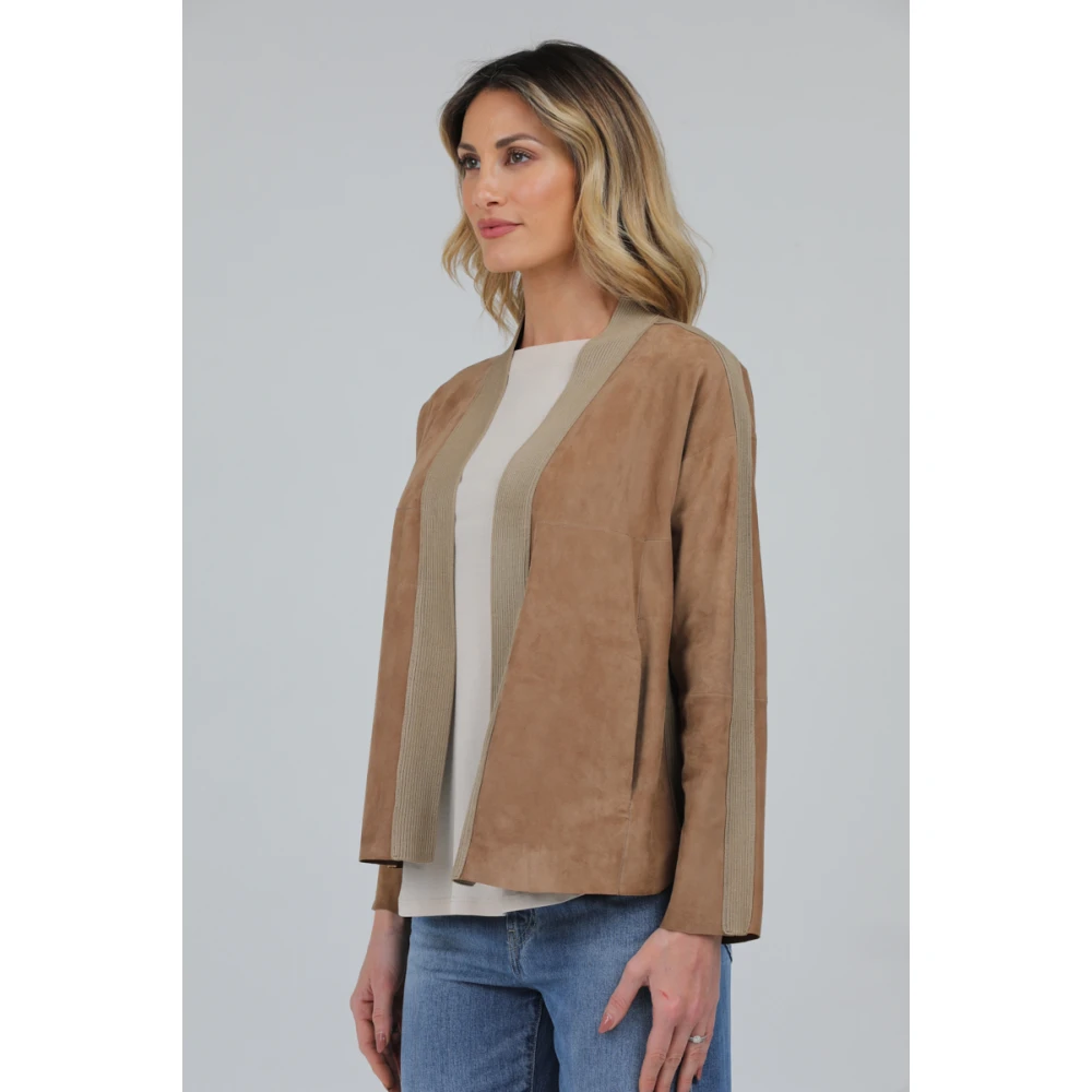 Gimo's Suède Leren Jas Beige Dames