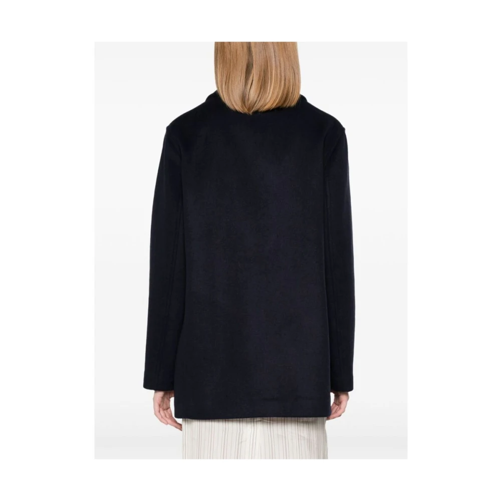 Calvin Klein Navy Blauwe Wollen Jas Blue Dames