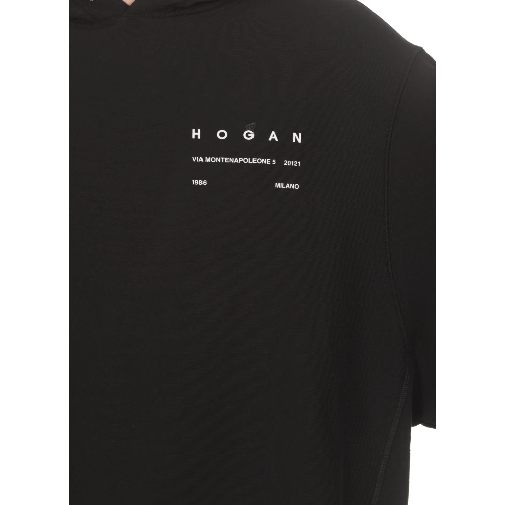 Hogan Zwarte Katoenen Hoodie met Logo Print Black Heren