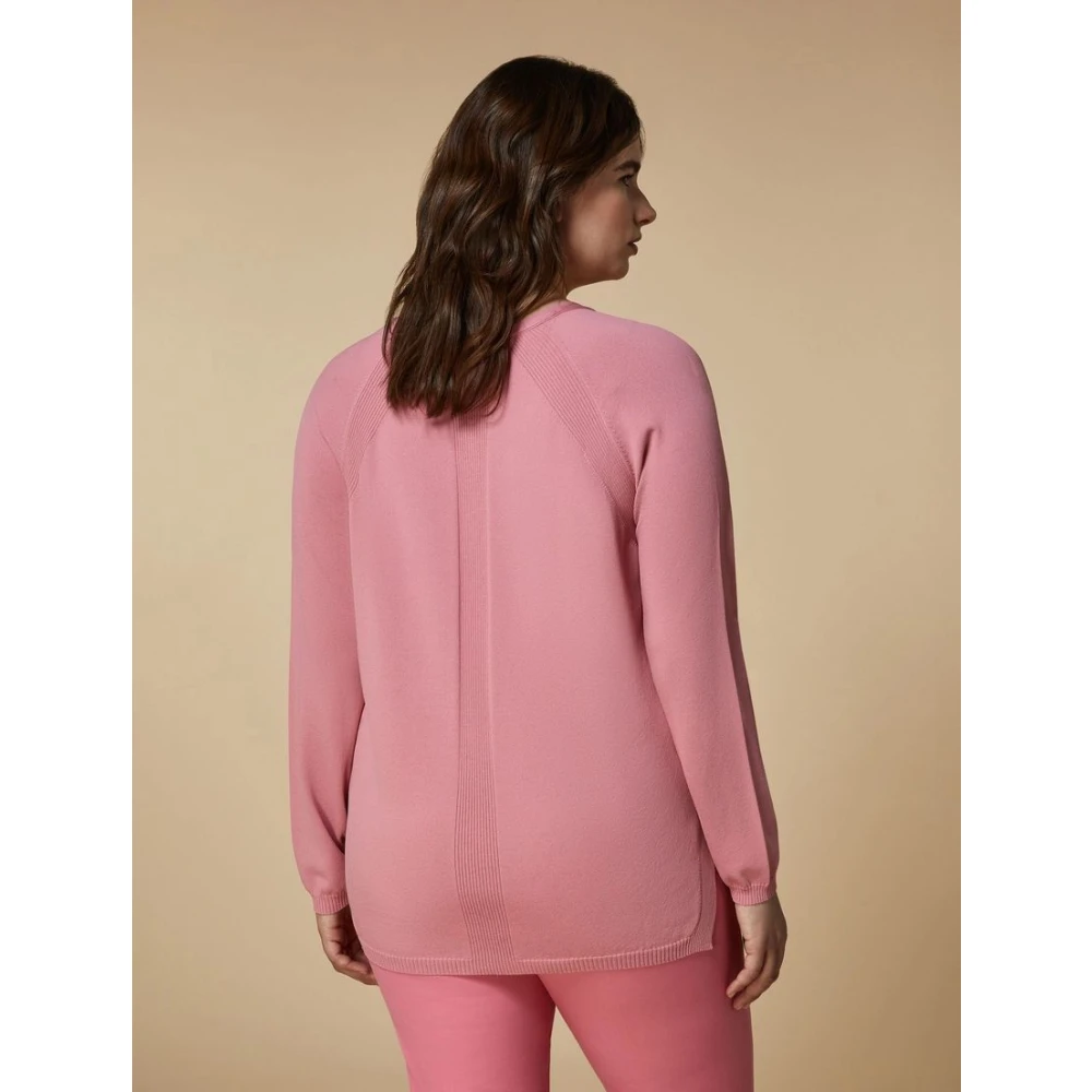 Marina Rinaldi Roze trui met V-hals Pink Dames