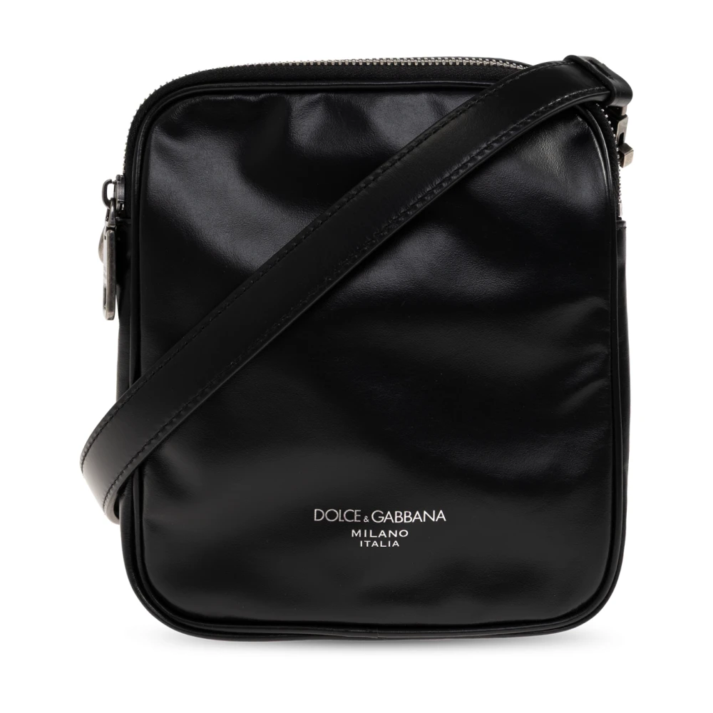 Dolce & Gabbana Men's Black Leather Shoulder Bag - Cross Body Messenger - One Size - Bags