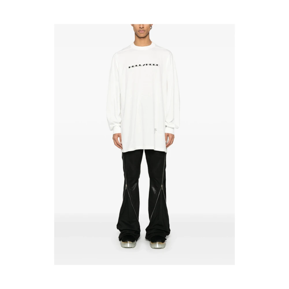 Rick Owens Donkere Schaduw Slogan Print T-shirt White Heren