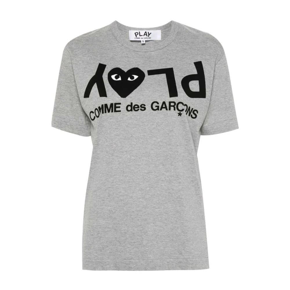 Comme des Garçons Grijze T-shirts en Polos met Logo Print Gray Dames