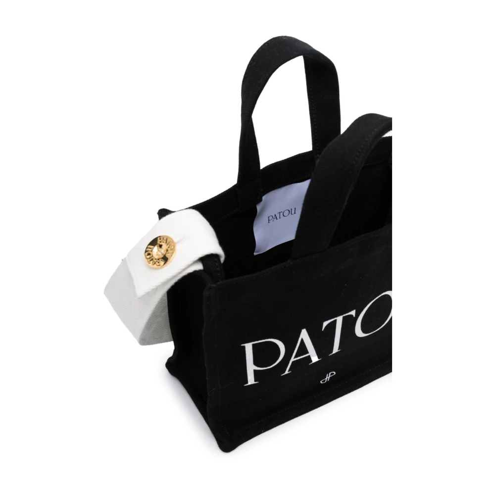 Patou Logo-print tote tas in zwart wit Black Dames