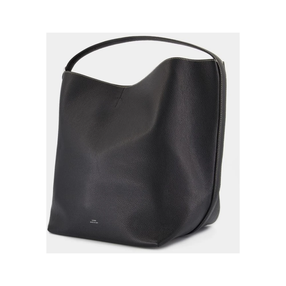 TotêMe Zwarte Leren Shopper Tas Dubbel Draagbaar Black Dames