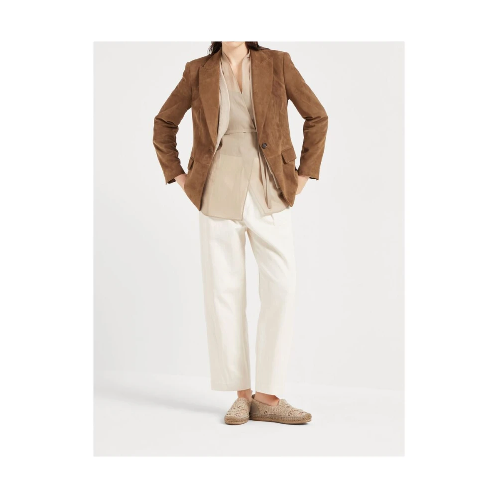 BRUNELLO CUCINELLI Witte Pantalon met Verborgen Rits White Dames
