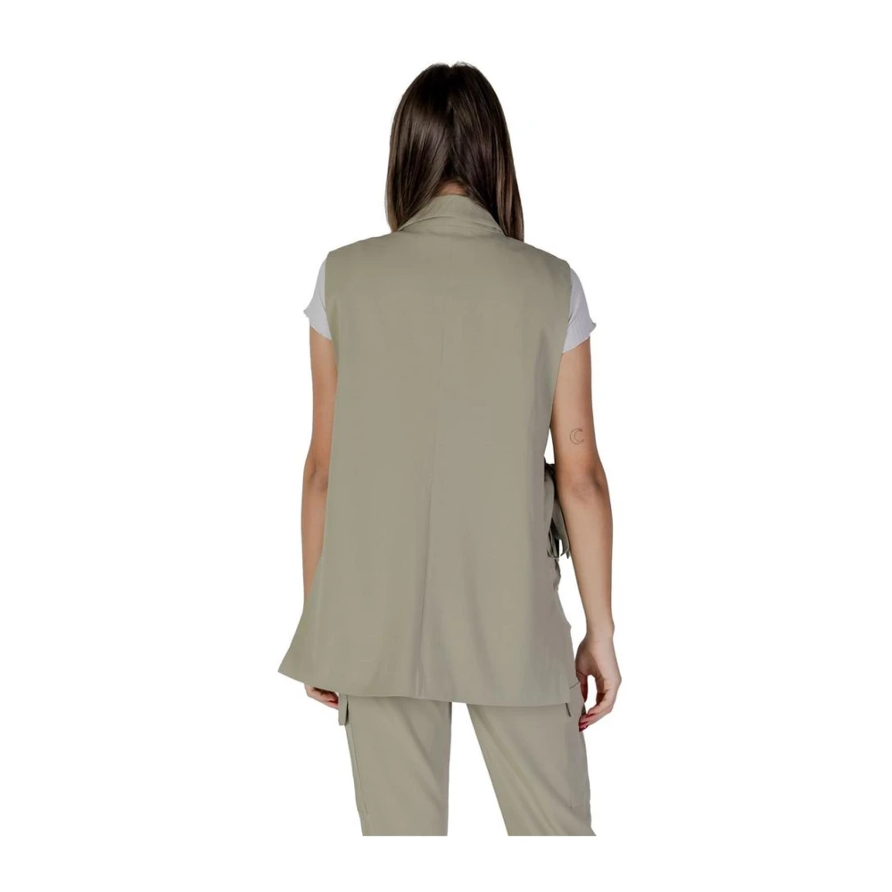 b.Young Groene Polyester Vest Damesjassen Green Dames