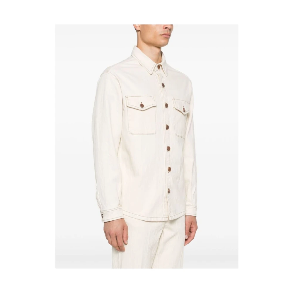 Cruna Denim Button-Up Shirt Beige Heren