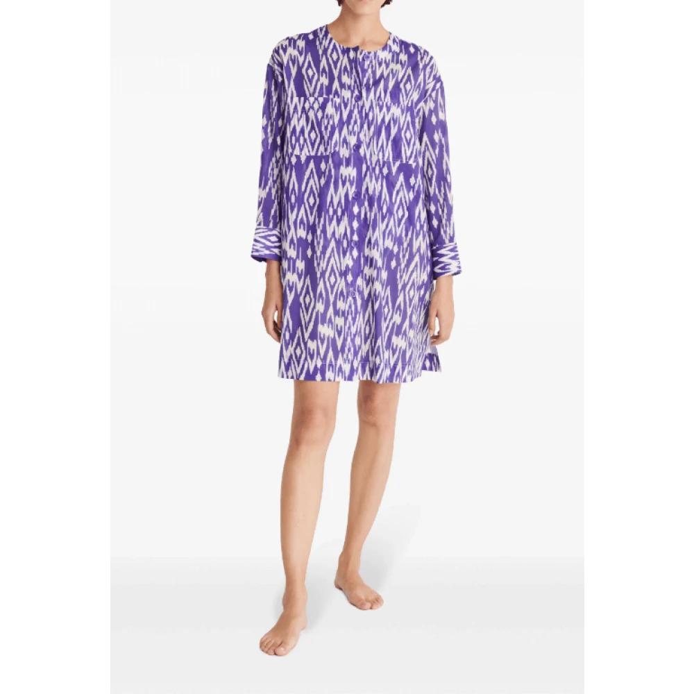 Eres Grafische Print Katoenen Strandjurk Purple Dames
