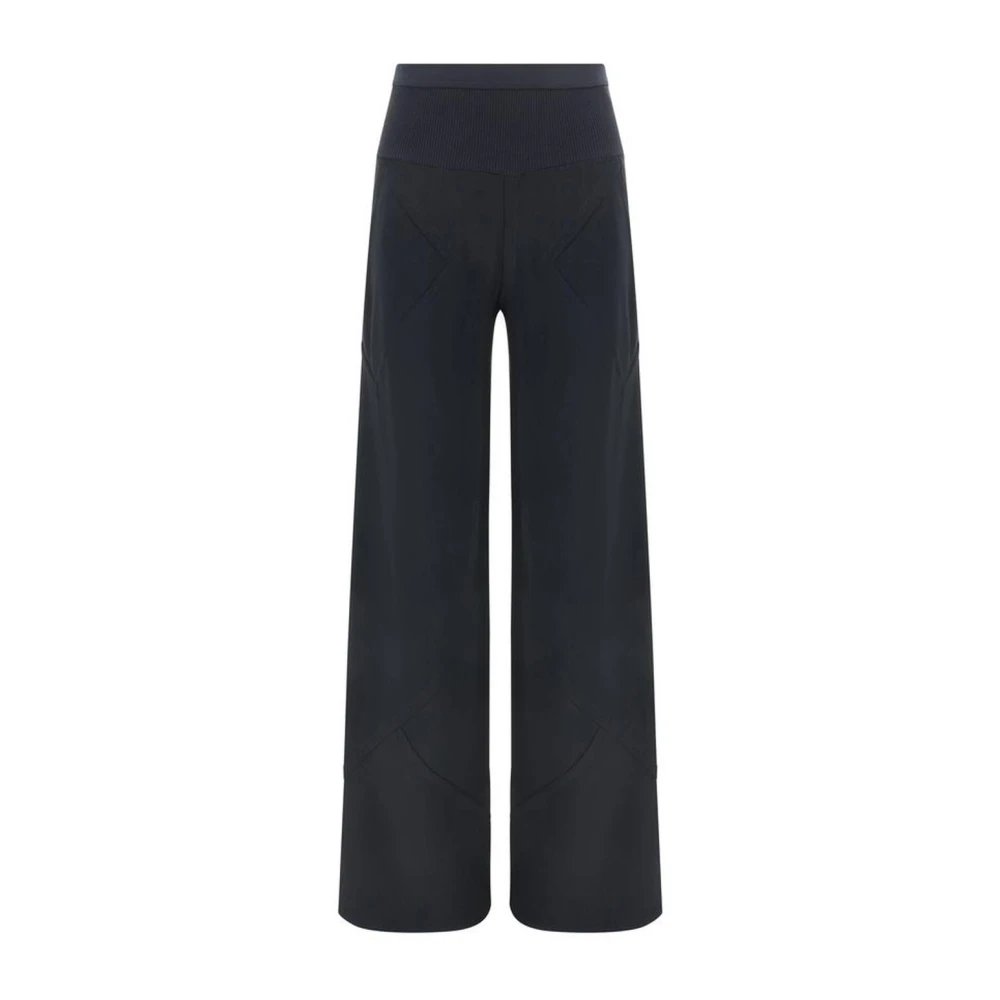 Rick Owens Geribbelde Taille Wijde Pijpen Broek Black Dames