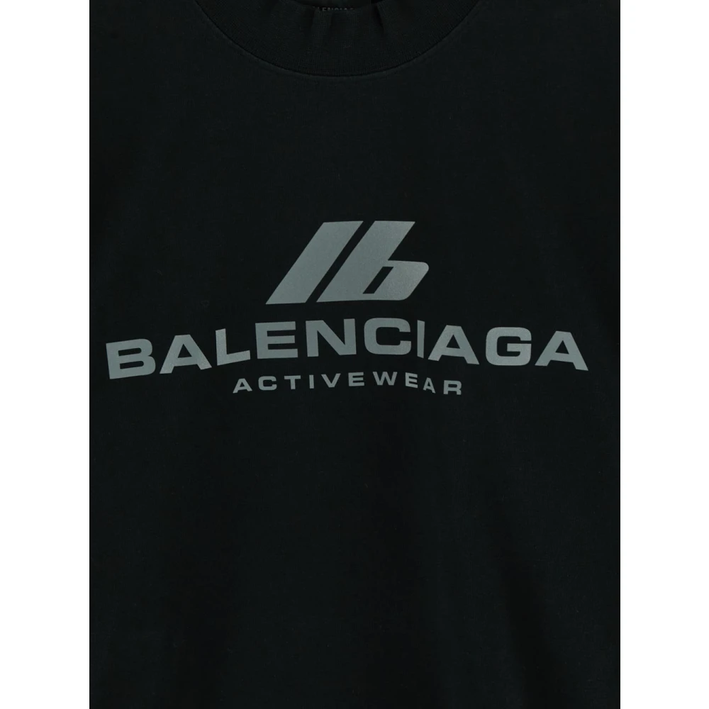 Balenciaga Katoenen Logo T-shirt Black Dames