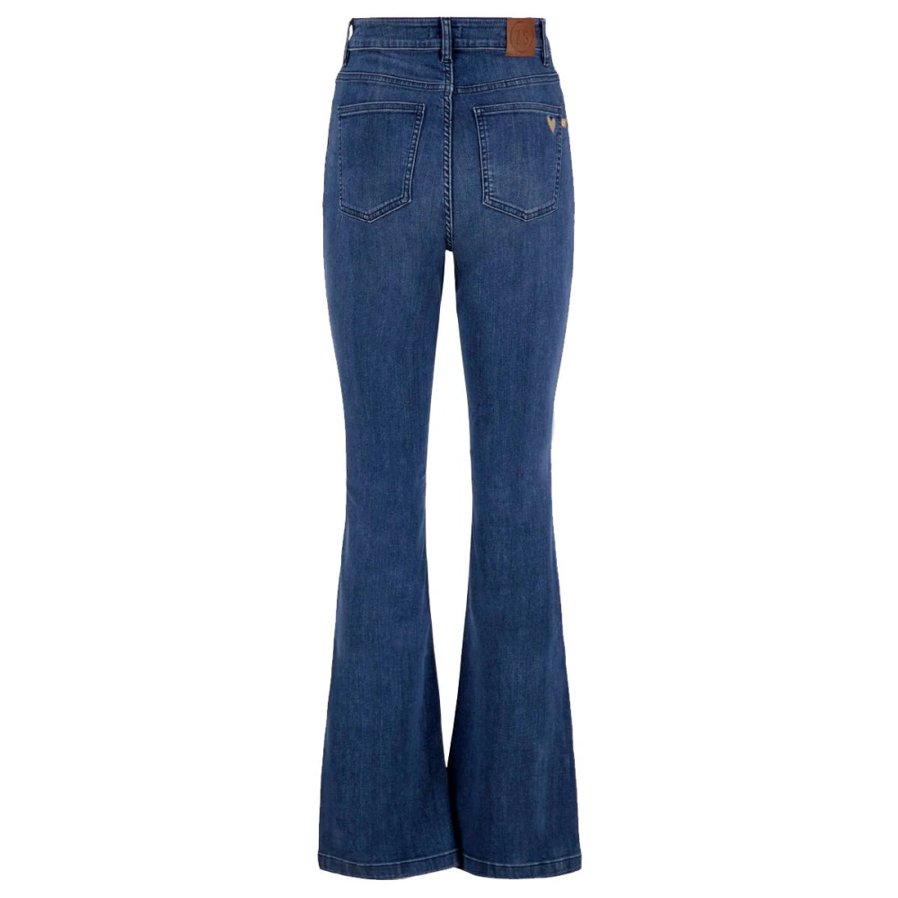 Zusss Flare Jeans in Donkerblauw Blue Dames
