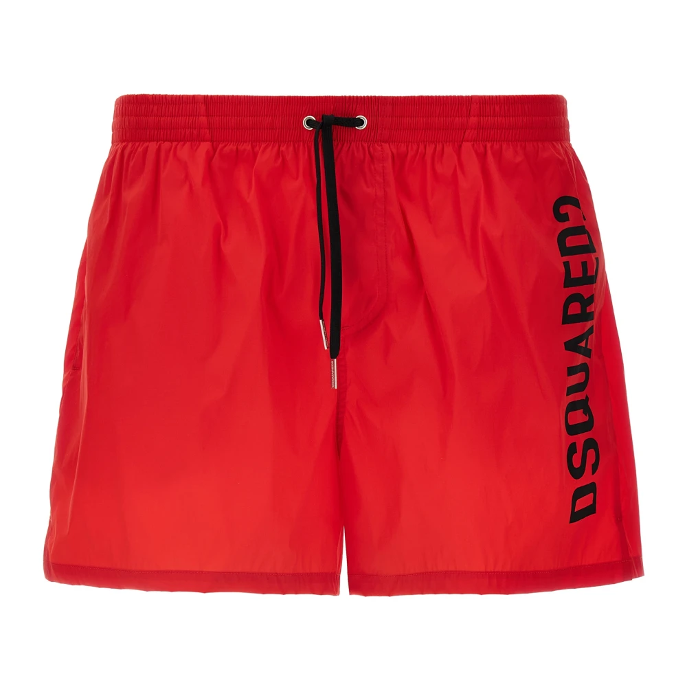 Dsquared2 Men's Red Midi Boxer Swimsuit