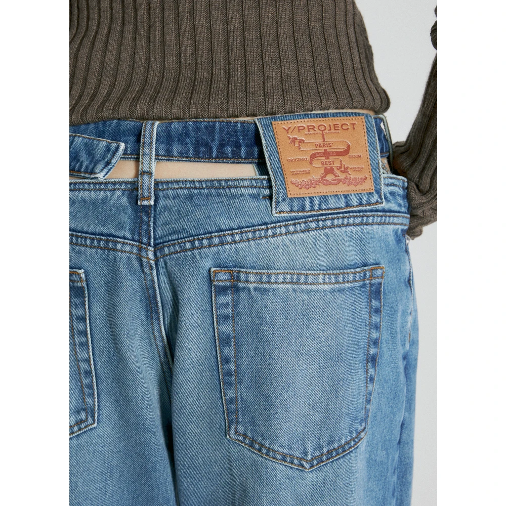 Y Project Y-Belt Loose-Fit Jeans Blue Dames