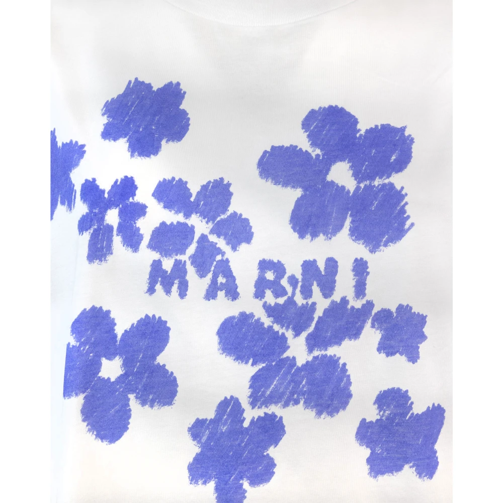 Marni Witte T-shirts en Polos met Logo Print White Dames