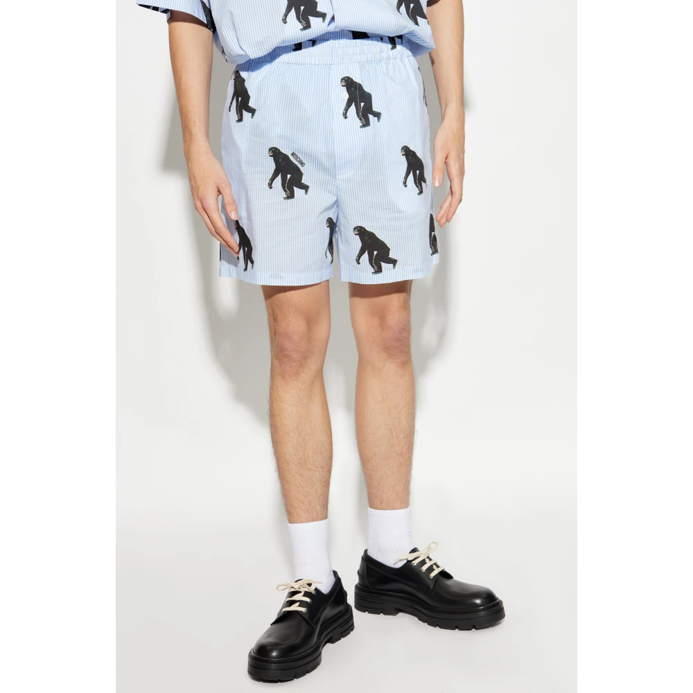 Moschino Dierenprint Shorts Blue Heren