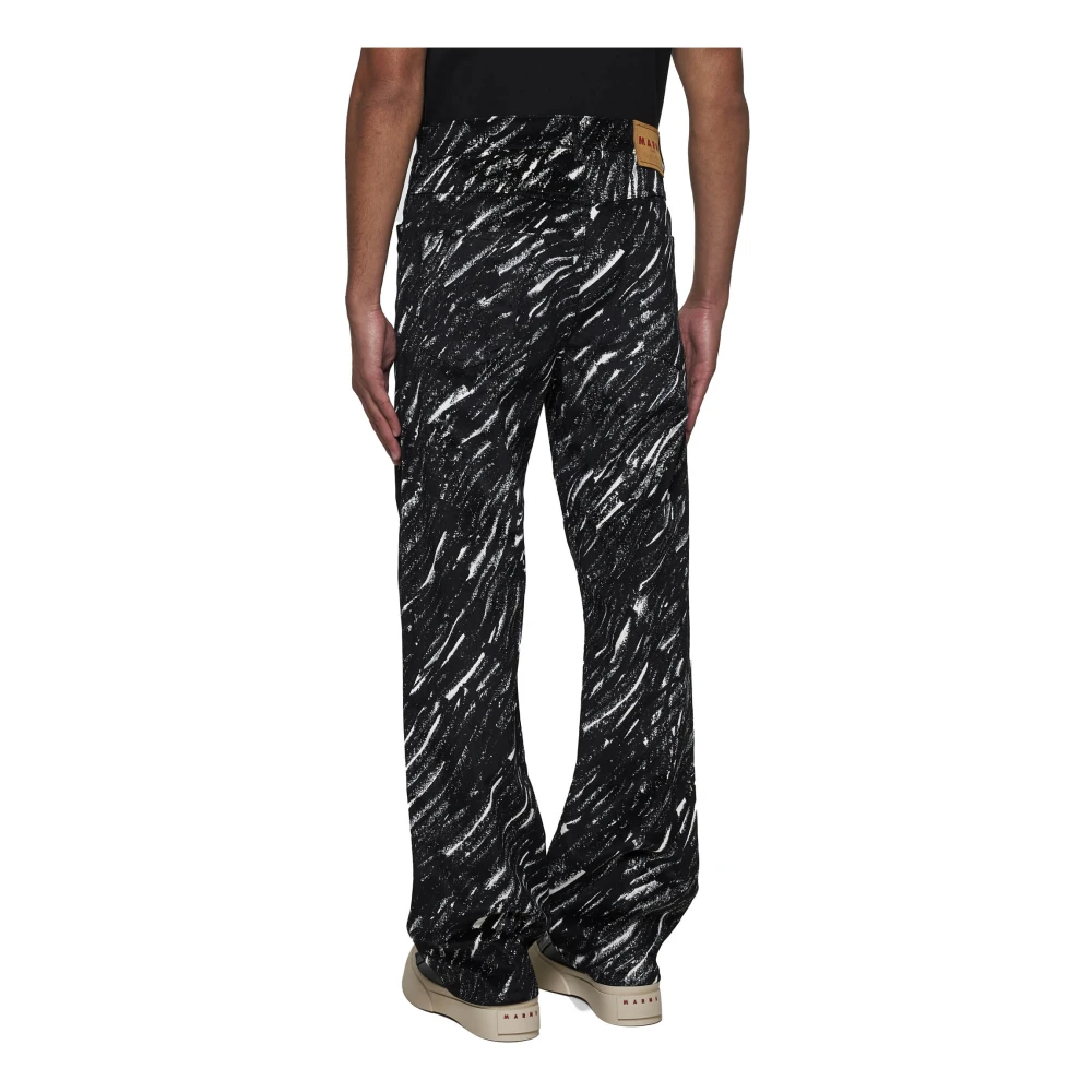 Marni Grafische Print Zwarte Denim Jeans Black Heren