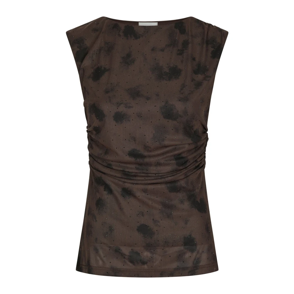 NEO NOIR Mesh Stone Top & T-Shirt Bruin Brown Dames