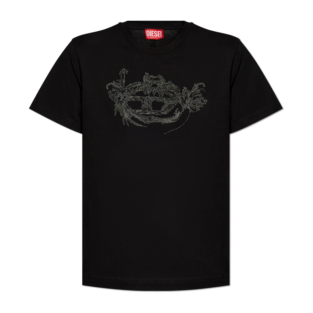 Diesel T-shirt `T-Regs-P2` Black Dames