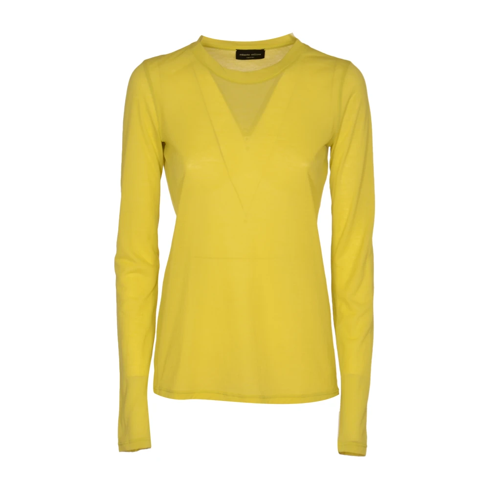 Roberto Collina Gele Sweater Girocollo ML Yellow Dames