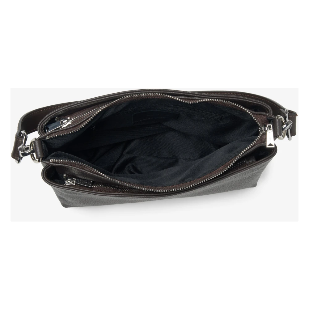 Estro Donkerbruine Crossbodytas voor dames gemaakt van Premium Italiaans Leer Brown Dames