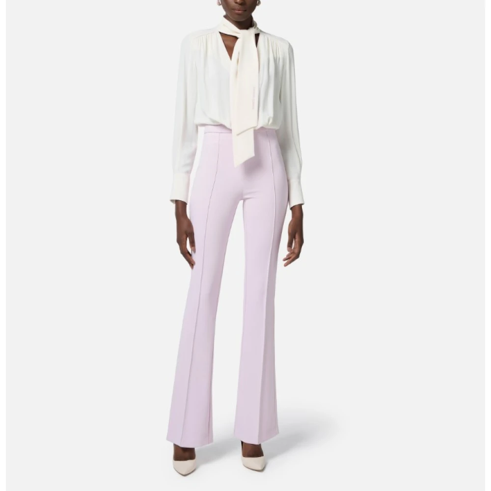 Elisabetta Franchi Georgette Tweedelig Pak met Logosjaal Beige Dames