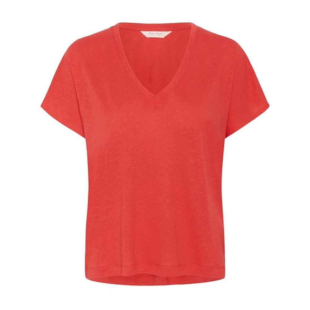 Part Two V-hals T-shirt Bittersweet Red Dames