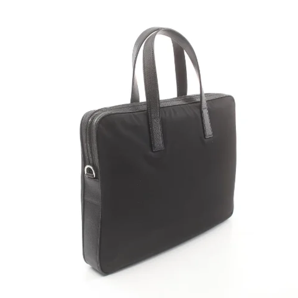 Prada Vintage Pre-owned Canvas handbags Black Heren